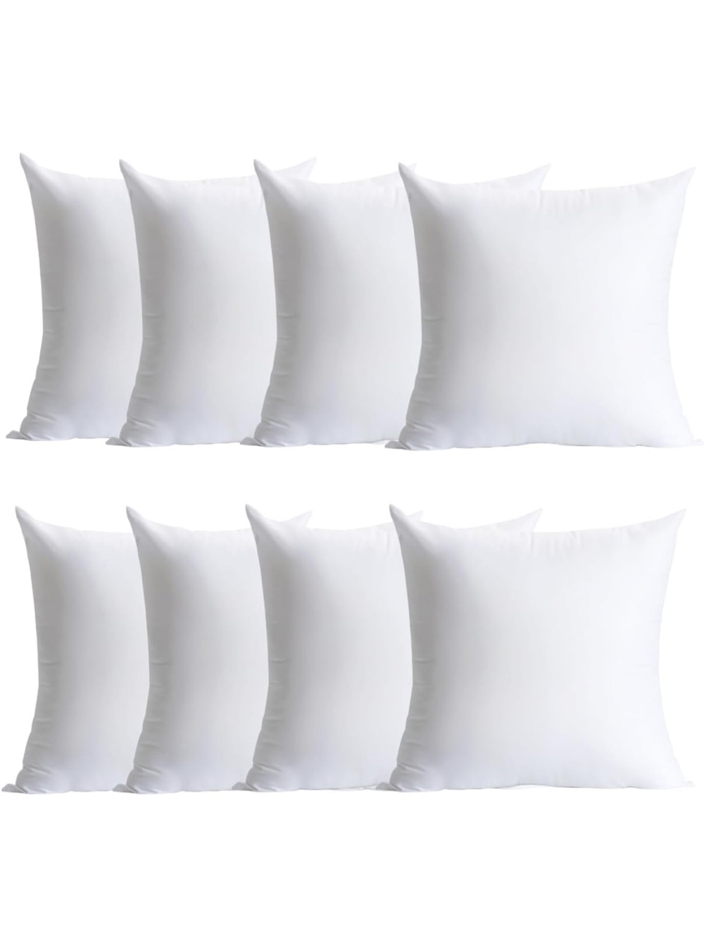 Premium White Throw Pillow Inserts - Soft Support (Set of 8)